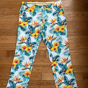 LOUDMOUTH Mens Floral Print Golf Pants. Size 36x32.